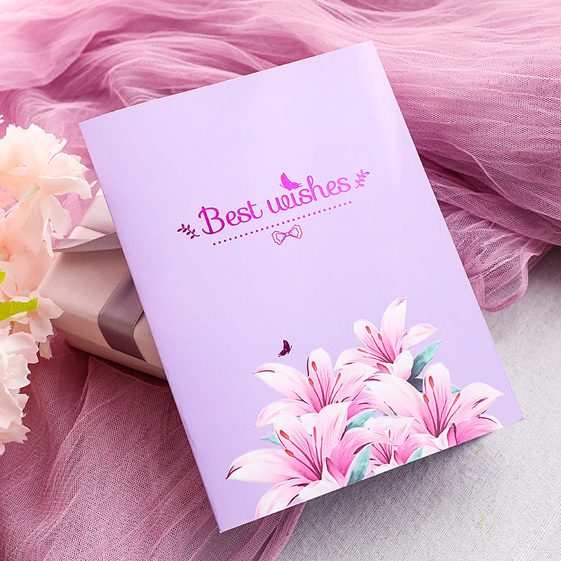 Carte pop-up Bouquet de lys, carte de vœux 3D