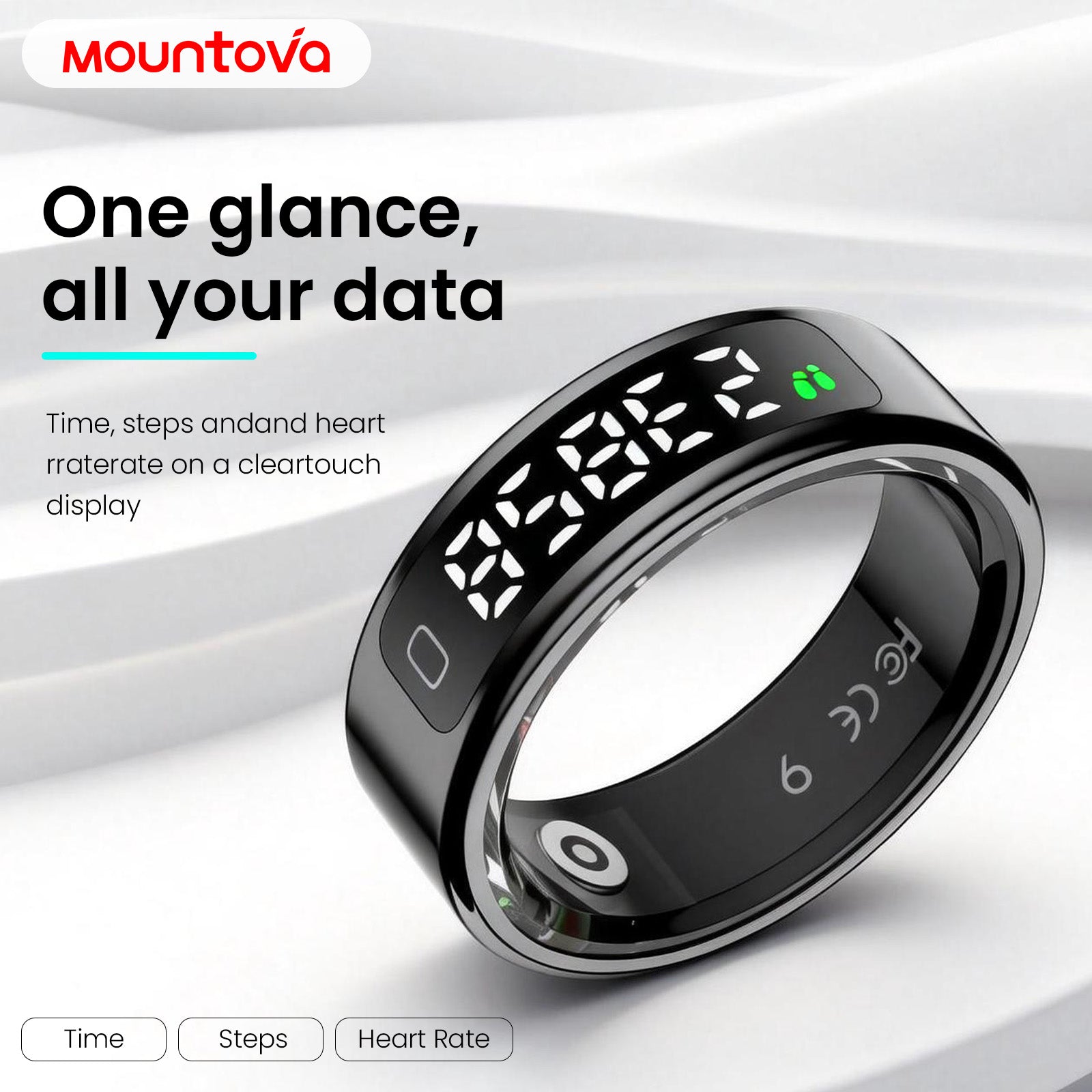 Smart Ring with LED Screen--Health, Fitness & Period Tracker, Camera Control. Gift for Men & Women, Black/Rose Gold/Silver Wearable Tech Gadgets Remote, Fitness health monitor,use for counting and reciting praises