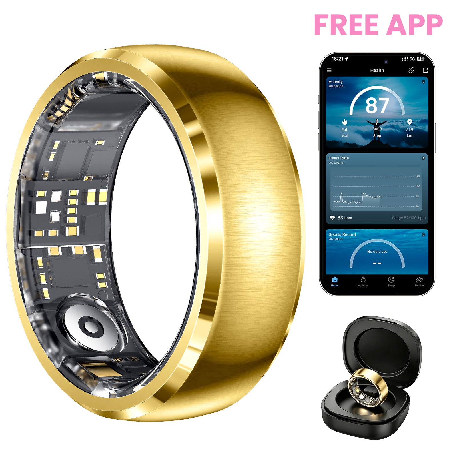 Vibration Call & Message Alert Stainless Steel Smart Health Ring, IP68 Waterproof Fitness Tracker, 24/7 Heart Rate Blood Oxygen Sleep Stress Monitor, 100+ Sports Modes, Family Care Long Battery Smart Ring for Men Women