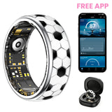 Vibration Call & Message Alert Stainless Steel Smart Health Ring, IP68 Waterproof Fitness Tracker, 24/7 Heart Rate Blood Oxygen Sleep Stress Monitor, 100+ Sports Modes, Family Care Long Battery Smart Ring for Men Women