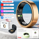 Gold-colored Stainless Steel Smart Ring – Fitness Tracker with 24/7 Sleep Tracking, Heart Rate,Blood Oxygen, Stress & Women's Cycle Monitor,IP68 & 5ATM Health & Fitness Tracker, iOS & Android Compatible, Charging Case Included