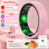 #6-#11 Pink White & Black Ceramic Smart Rings for Women & Men,Waterproof Wearable Fitness Trackers,Heart Rate,Stress & Cycle Monitor,Sleep Tracker, IP68 Waterproof,5-7 Day Battery, iOS & Android Compatible with Charging Case,Couple Gift
