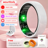White Ceramic Smart Ring for Men & Women – IP68 Waterproof Health & Fitness Tracker, Sleep, Heart Rate, Stress & Cycle Monitor, iOS & Android Compatible, Charging Case Included