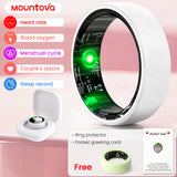 White Ceramic Smart Ring for Men & Women – IP68 Waterproof Health & Fitness Tracker, Sleep, Heart Rate, Stress & Cycle Monitor, iOS & Android Compatible, Charging Case Included