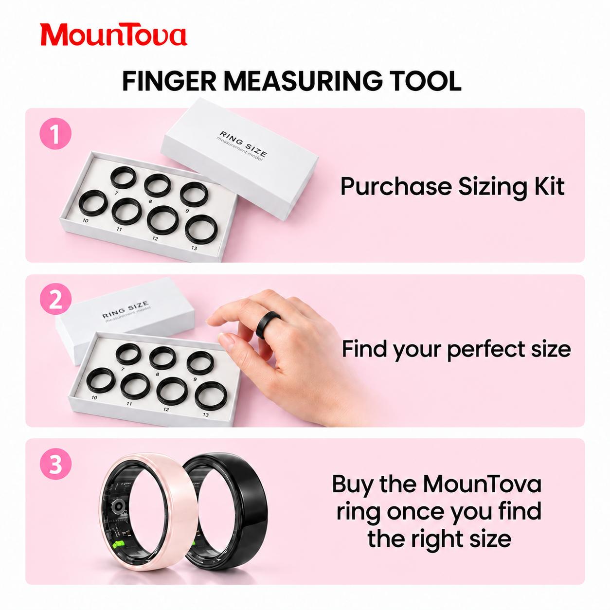 Smart Ring Sizing Kit - Size Before You Buy, 9 Sizes 6-14, Accurate Fit Tester
