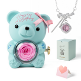 Happy Birthday Teddy Bear with Preserved Flower