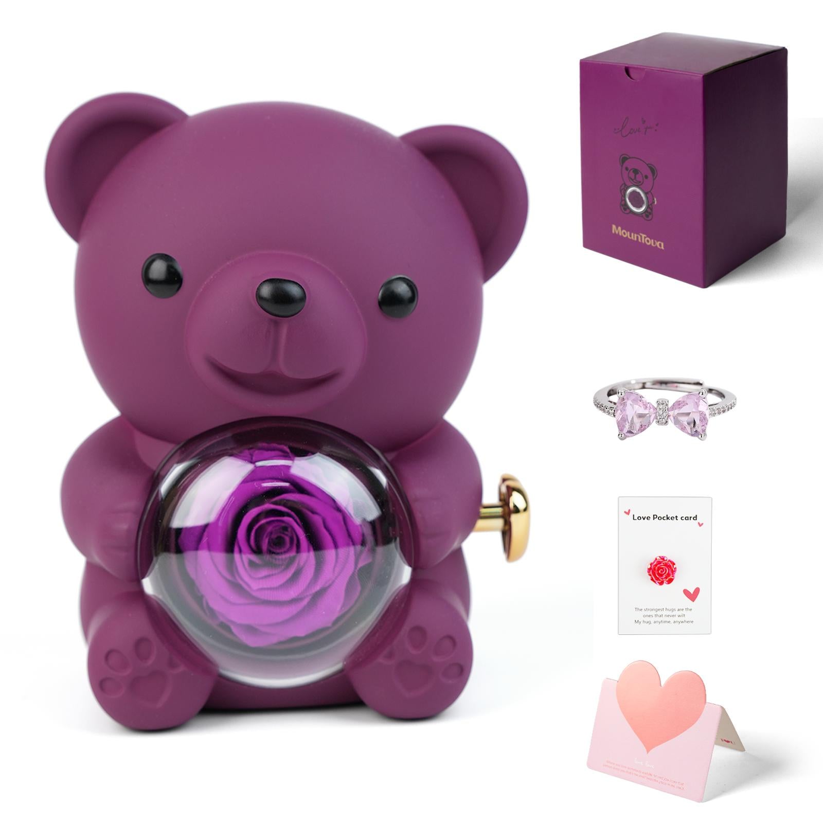 Mountova Lucky Sunflower Bear Necklace Gift Box Set, Romantic Jewelry for Mom, Daughter, Girlfriend, Birthday & Anniversary, Cute Room Decor