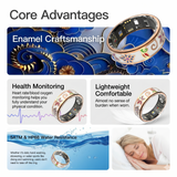 Unisex Smart Ring IP68 Waterproof Enamel Rose Gold Health Tracker Heart Rate Blood Oxygen Sleep Period Monitoring Compatible with iPhone Android
