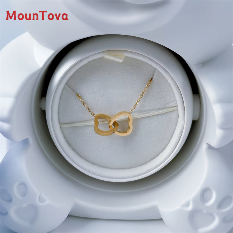 MounTova Teddy Bear with Preserved Flower, Gift Box with Necklace（White)