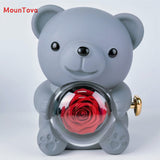 Mountova Teddy Bear Gift Box with Rotating Eternal Flower（ Grey)