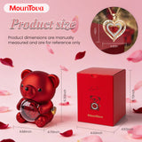 Mountova Teddy Bear and Rose with Hidden Necklace, Romantic Gift for Her
