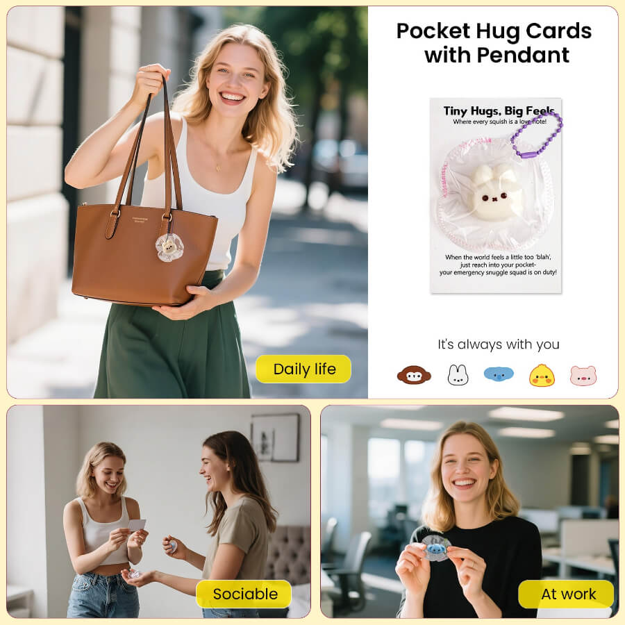 "Tiny Hugs, Big Feels" Pocket Hug | Squishy Anxiety Relief Toy for Kids