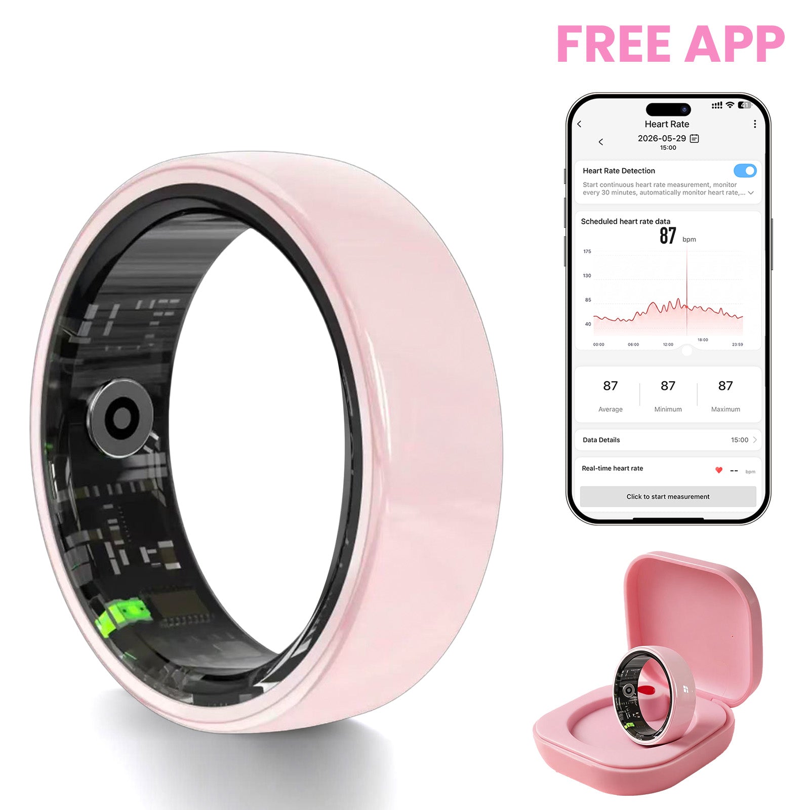 Smart Health Ring - Heart Rate Blood Oxygen Sleep Monitor, Couple Interactive 5ATM Waterproof Fitness Tracker Ring