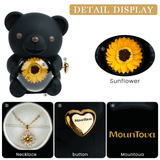 teddy bear with preserved flower