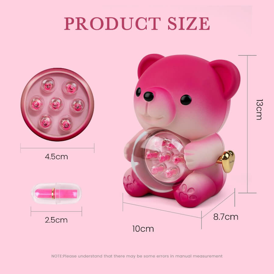 Ours en peluche rose dégradé et message en forme de cœur avec collier caché