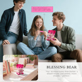 Ours en peluche rose dégradé et message en forme de cœur avec collier caché
