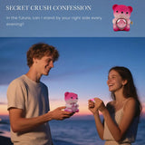 Ours en peluche rose dégradé et message en forme de cœur avec collier caché
