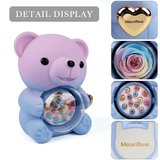 Ours en peluche bleu dégradé et message en forme de cœur avec collier caché