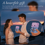 Ours en peluche bleu dégradé et message en forme de cœur avec collier caché